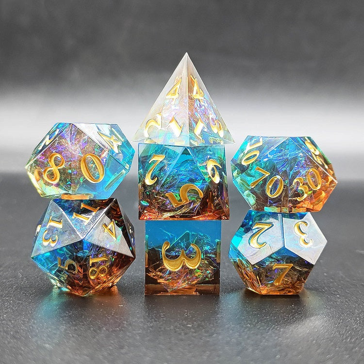 D&D Dice Set Sharp Edge - Copper Sulfate Blue (Gold)