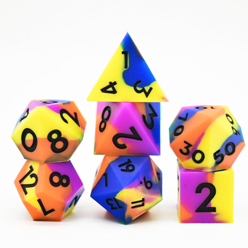 D&D Dice Set Silicone - Crayon Carnival (Black)