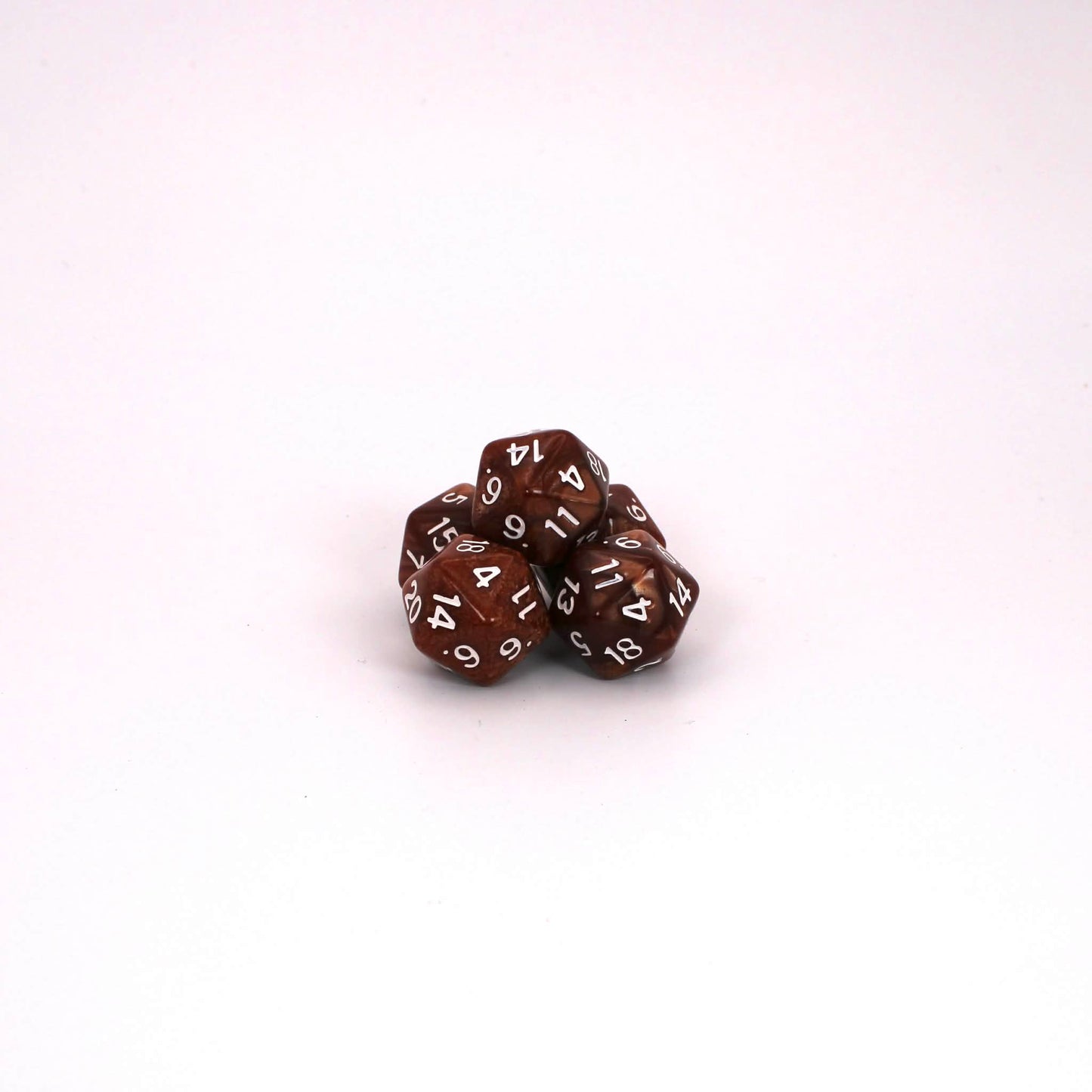 D20s (5) Pearl Caramel dice