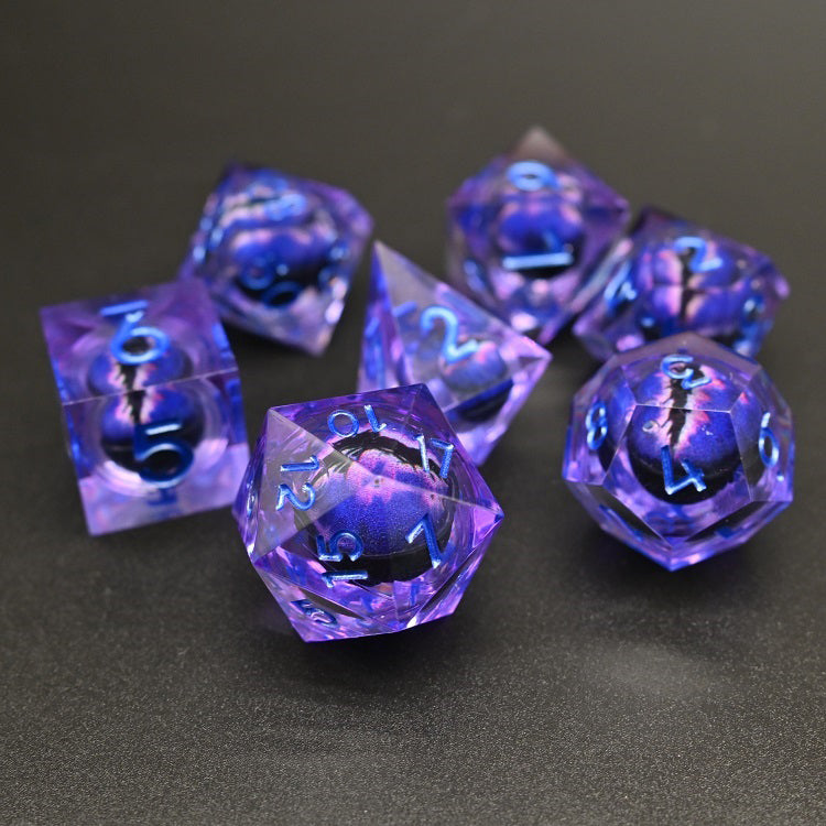 D&D Dice Set Sharp Edge Dragons Eye - Dark Purple (Blue)