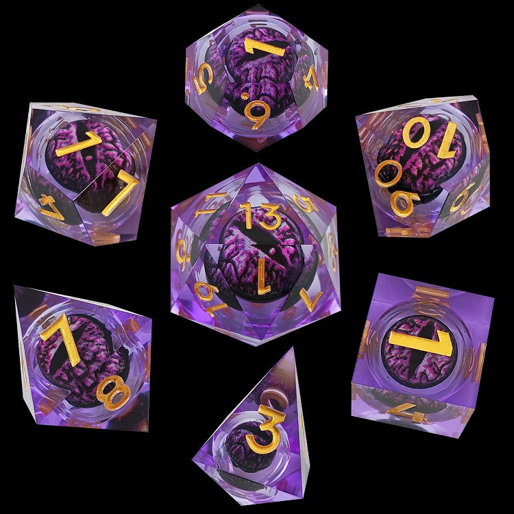 D&D Dice Set Sharp Edge Dragons Eye - Light Purple (Gold)