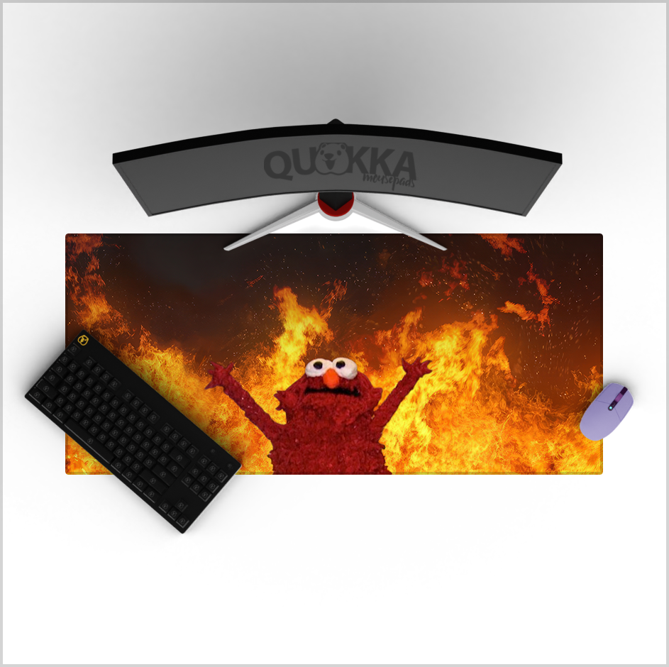 Elmo on fire - meme Deskmat Playmat Mousepad