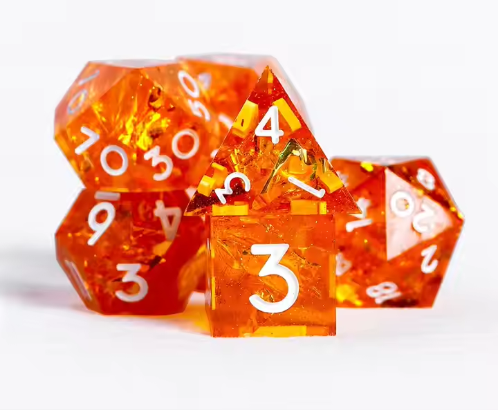 D&D Dice Set Sharp Edge - Fireball (White)