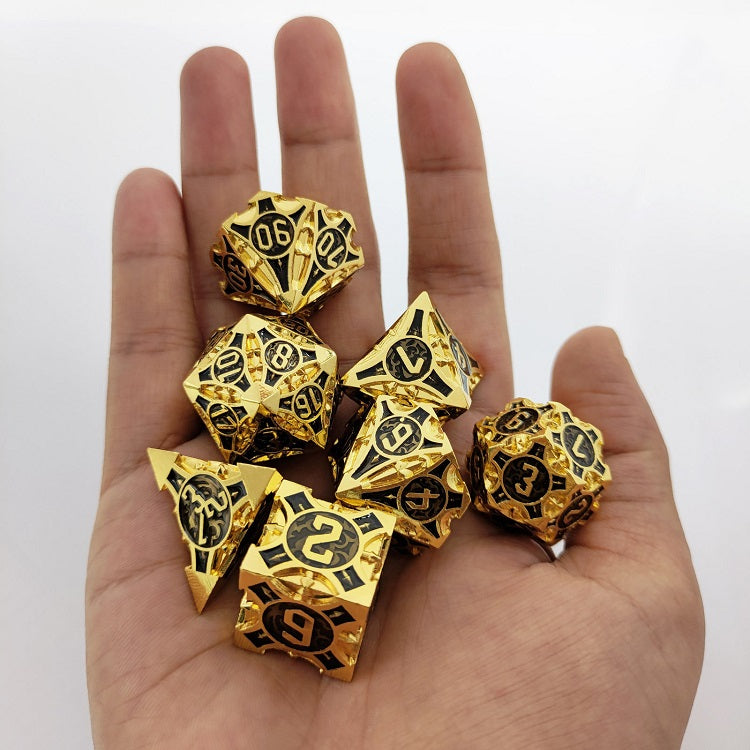 D&D Dice Set Metal Arrow - Gold Black