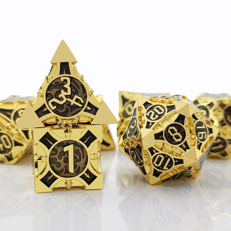 D&D Dice Set Metal Arrow - Gold Black