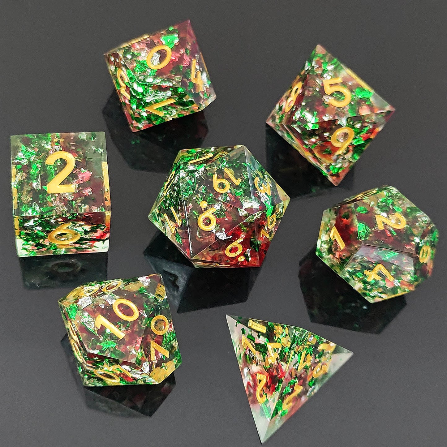 D&D Dice Set Sharp Edge - Holly Tree (Gold)