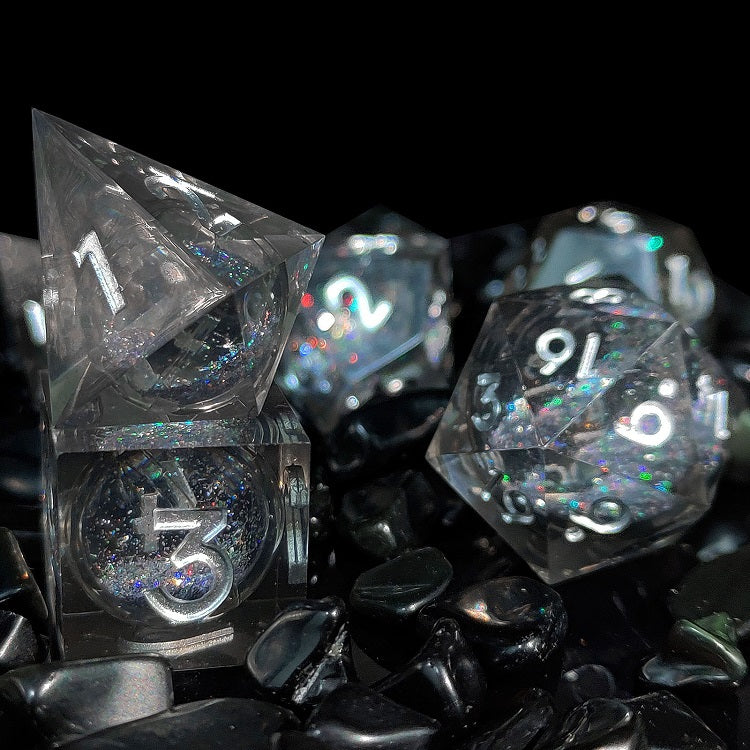 D&D Dice Set Sharp Edge Liquid Core - Steel Grey (Silver)