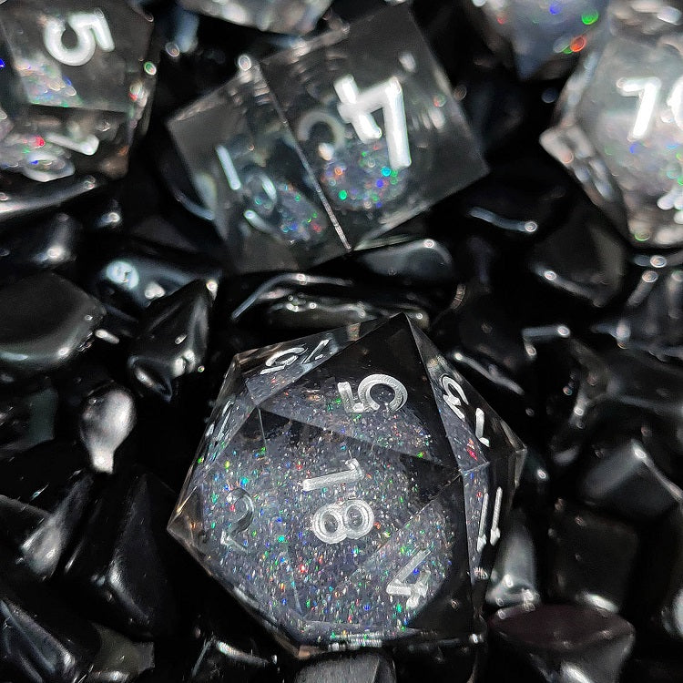 D&D Dice Set Sharp Edge Liquid Core - Steel Grey (Silver)
