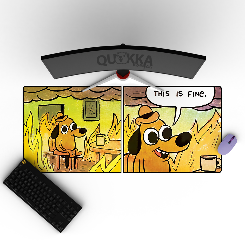 This is Fine - meme Deskmat Playmat Mousepad