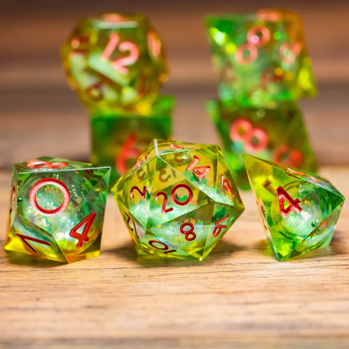 D&D Dice Set Sharp Edge Liquid Core - Nature (Pink)