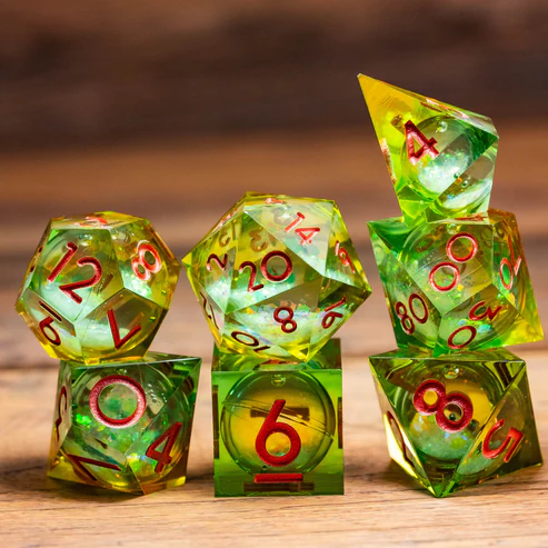D&D Dice Set Sharp Edge Liquid Core - Nature (Pink)