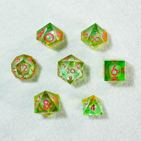 D&D Dice Set Sharp Edge Liquid Core - Nature (Pink)