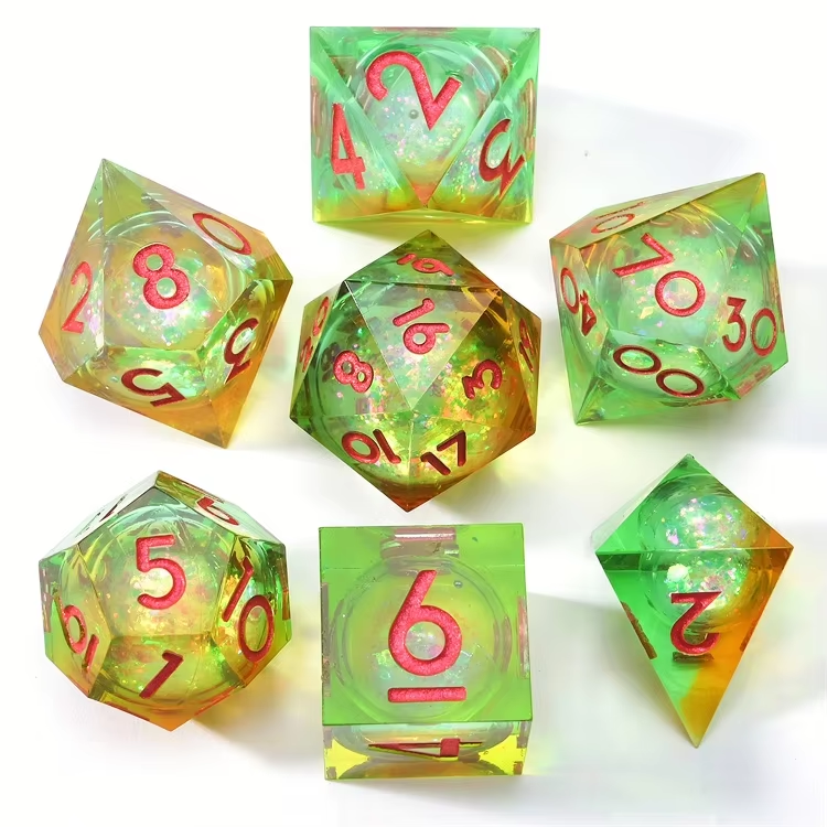 D&D Dice Set Sharp Edge Liquid Core - Nature (Pink)