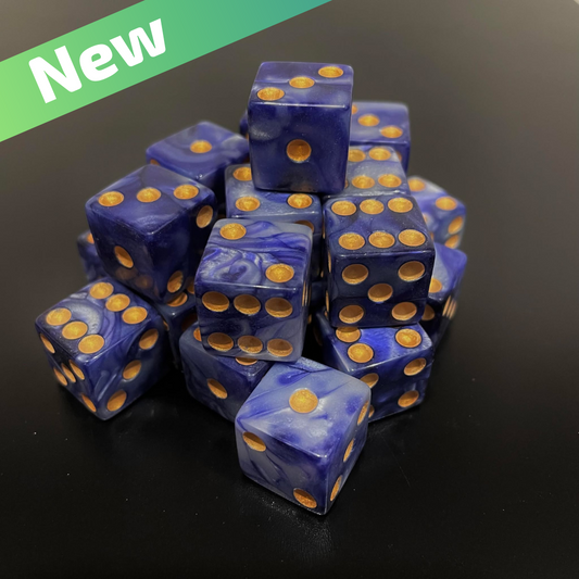 16mm Dice Square Pearl Purple-Grey (Gold pips)