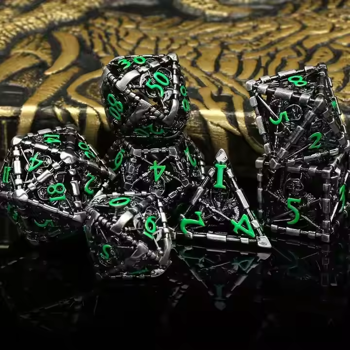 D&D Dice Set Metal Reaper - Nickel (Green)