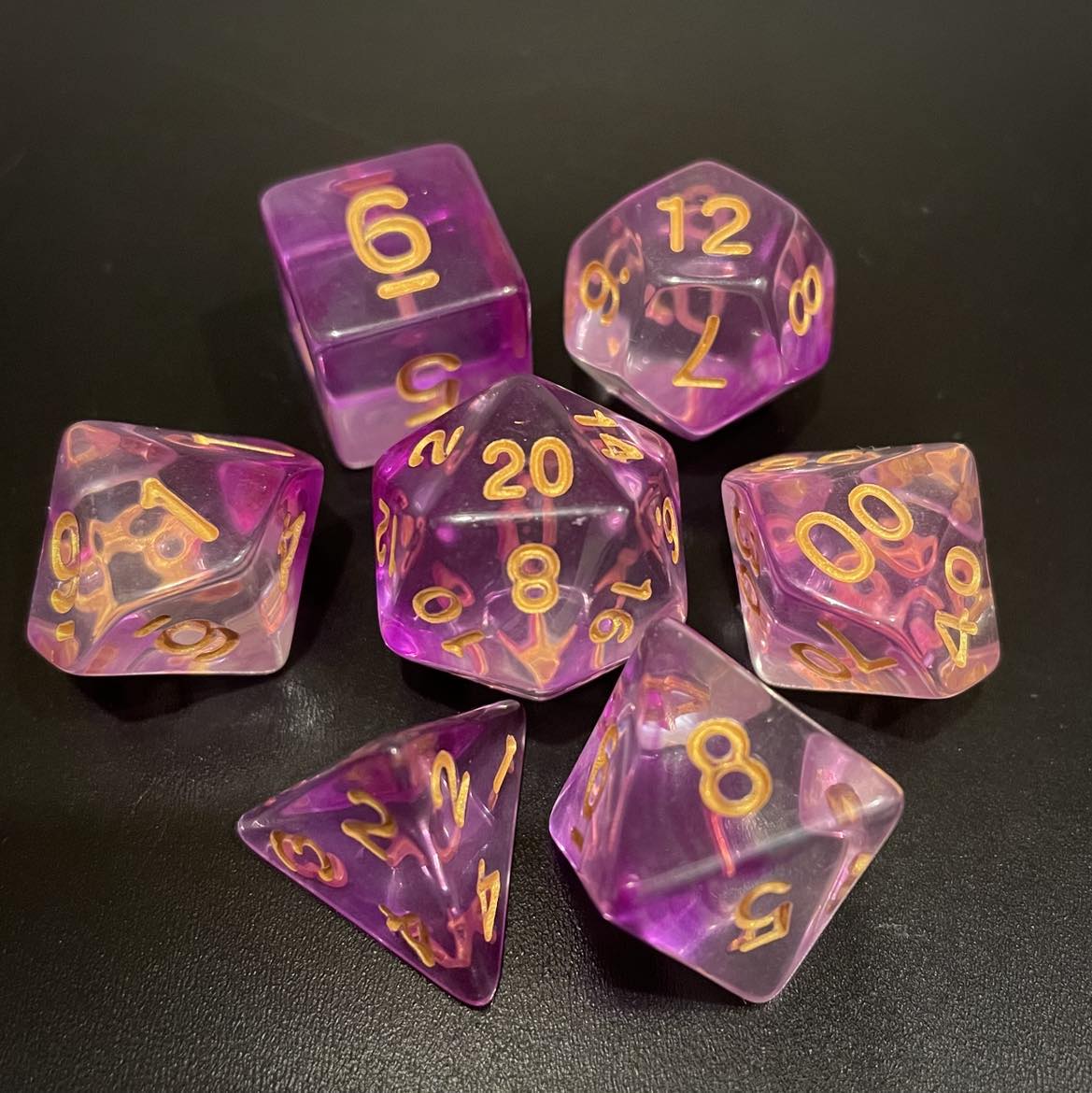 D&D Dice Set - Transparent Swirl Purple