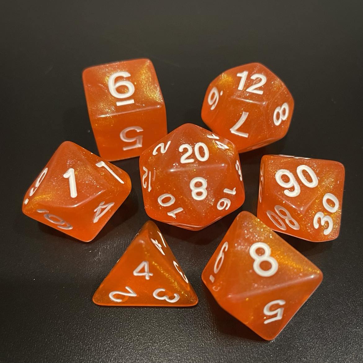 D&D Dice Set - Glitter Orange