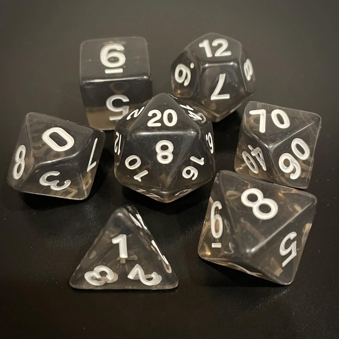 D&D Dice Set - Transparent Black