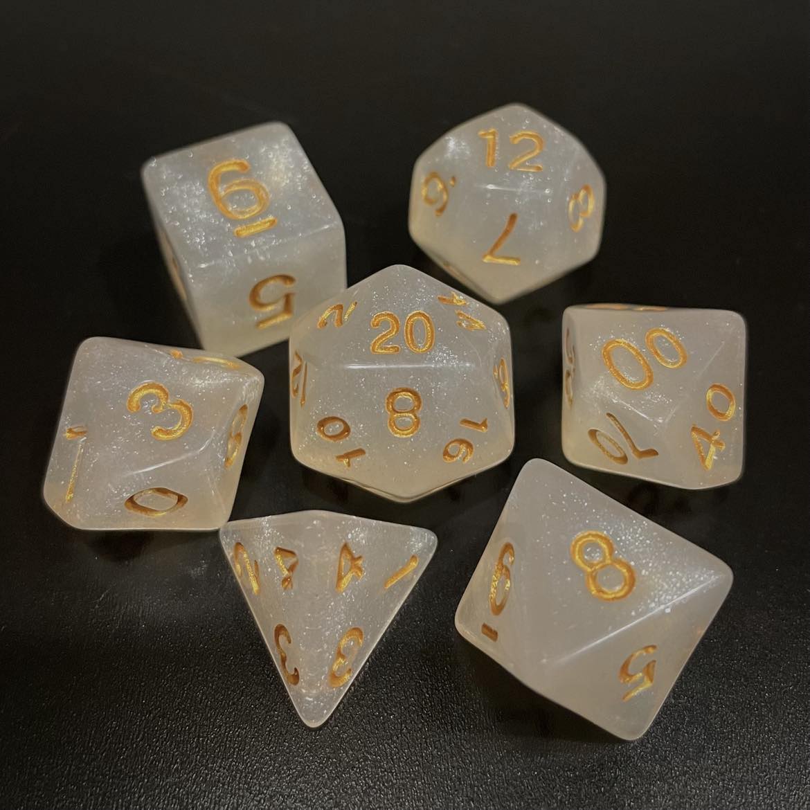 D&D Dice Set - Glitter White