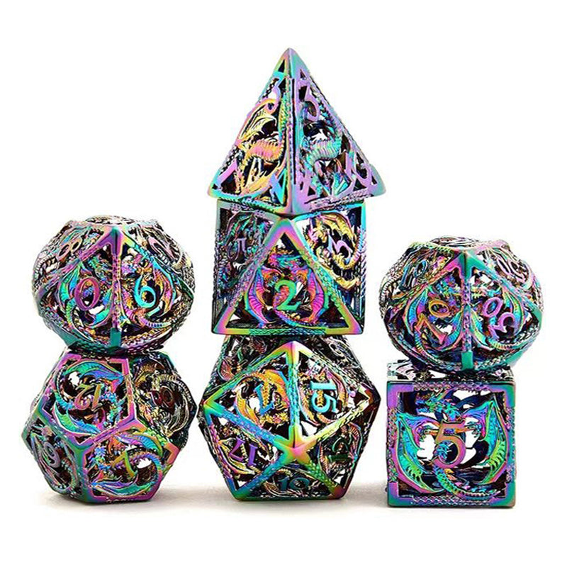 D&D Dice Set Metal Dragon - Rainbow
