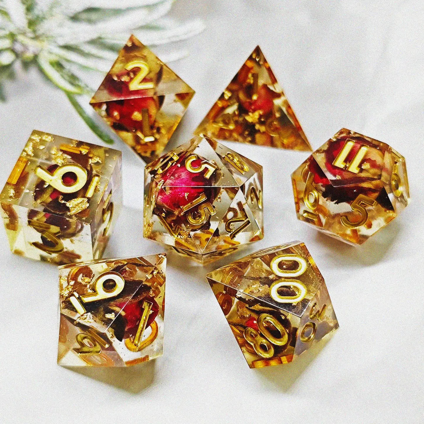 D&D Dice Set Sharp Edge - Rose Gold (Gold)