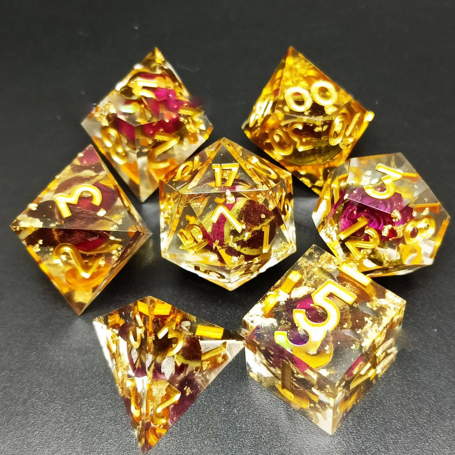 D&D Dice Set Sharp Edge - Rose Gold (Gold)