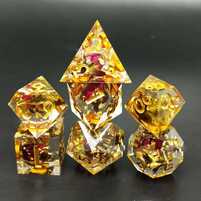 D&D Dice Set Sharp Edge - Rose Gold (Gold)