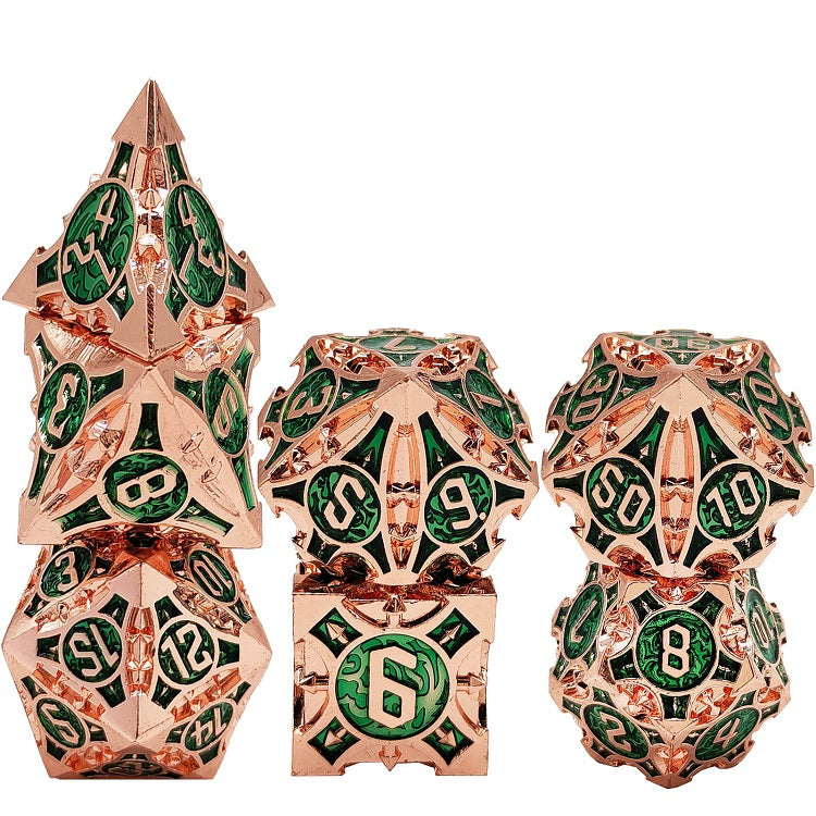 D&D Dice Set Metal Arrow - Rose Gold Green