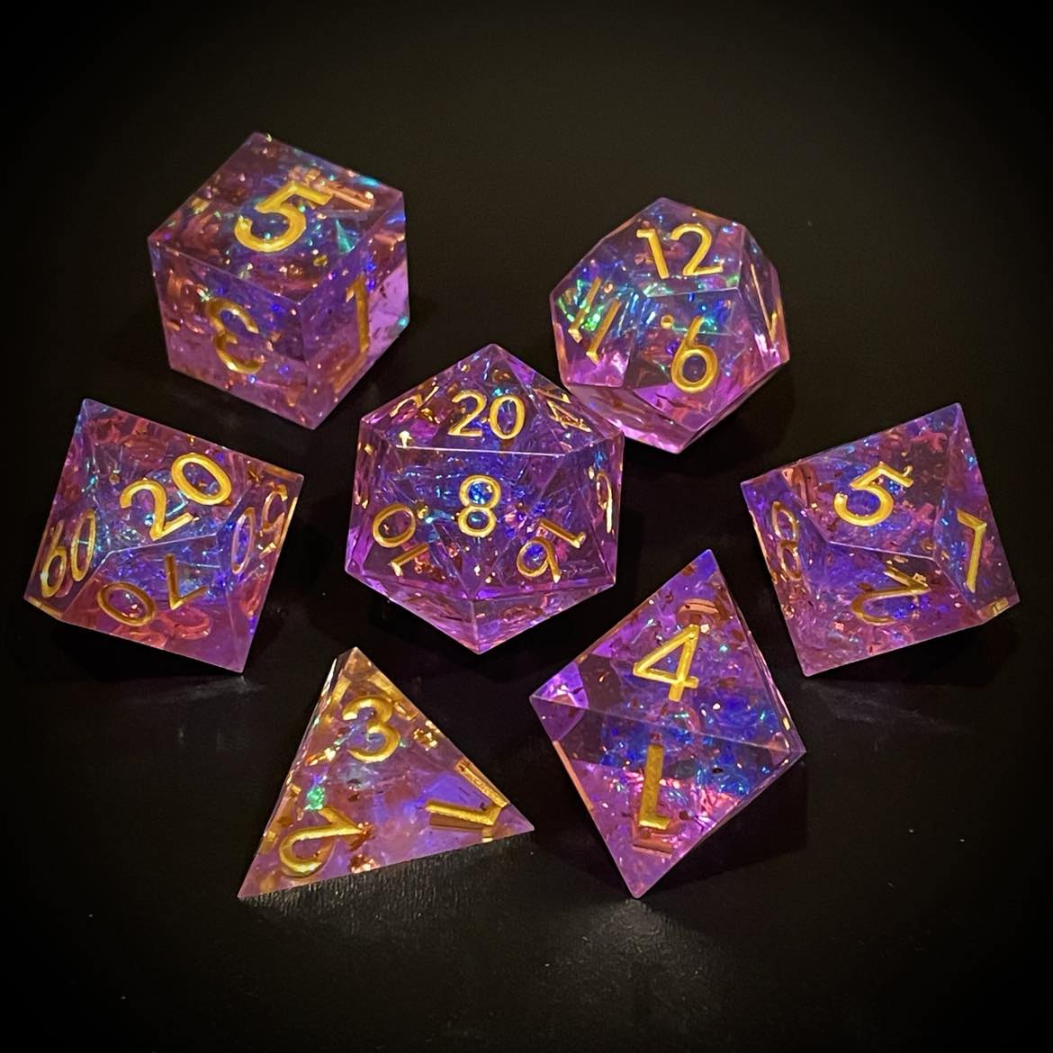 D&D Dice Set Sharp Edge - Violet Gold