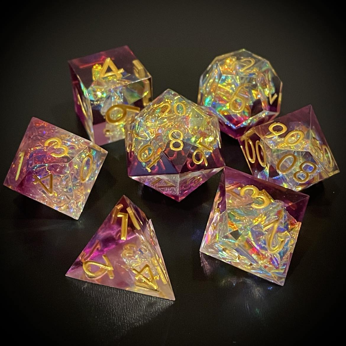 D&D Dice Set Sharp Edge - Diamondite (Gold)