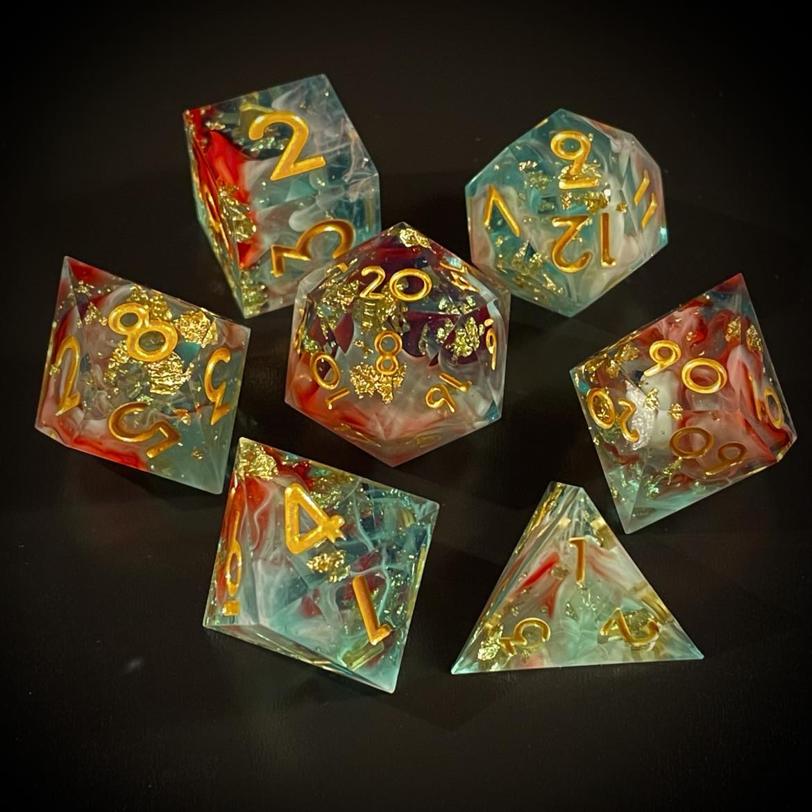 D&D Dice Set Sharp Edge - Sylvan Blood (Gold)