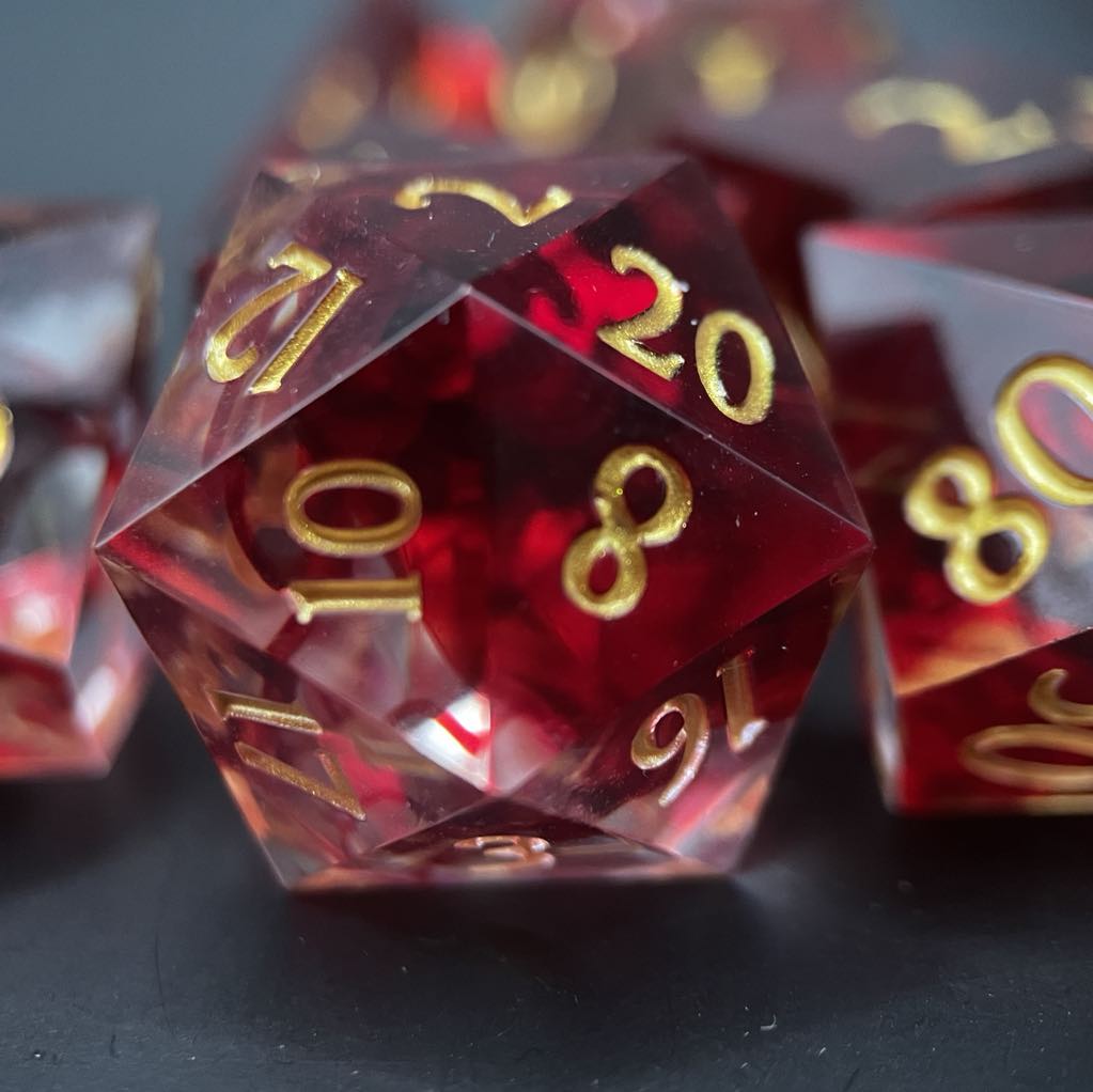 D&D Dice Set Sharp Edge - Blood Diamond (gold)