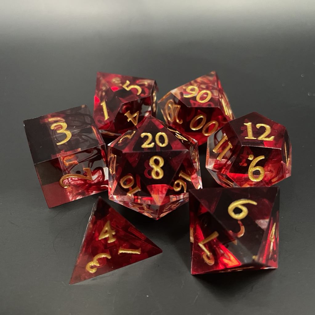 D&D Dice Set Sharp Edge - Blood Diamond (gold)