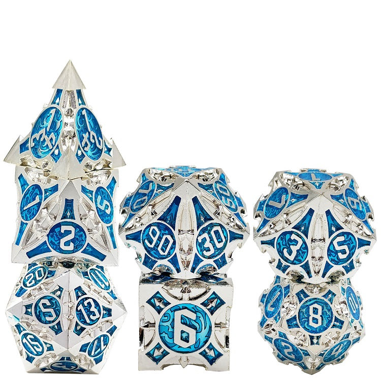 D&D Dice Set Metal Arrow - Silver Blue