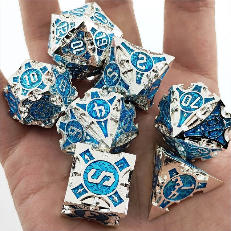 D&D Dice Set Metal Arrow - Silver Blue
