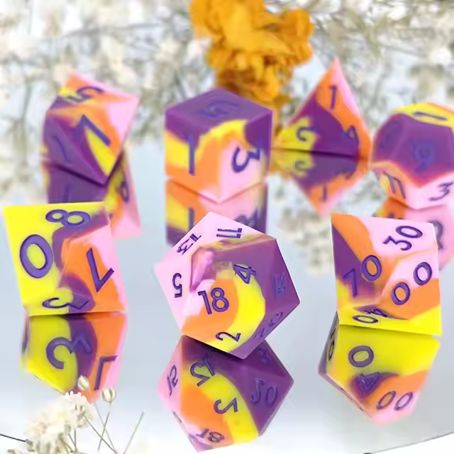 D&D Dice Set Silicone - Sunset Whimsy (Violet)