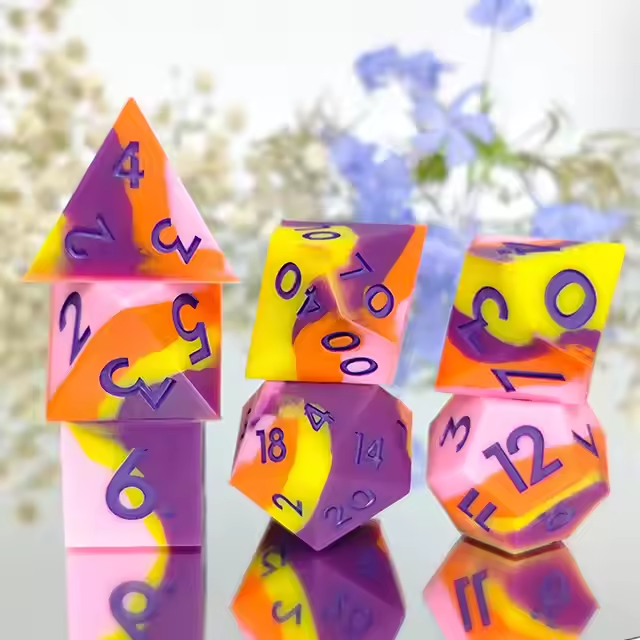 D&D Dice Set Silicone - Sunset Whimsy (Violet)
