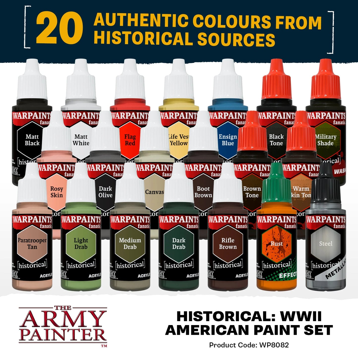 Army Painter - Warpaints Historical - WWII American Paint Set (Pre-Order ETA May TBC)