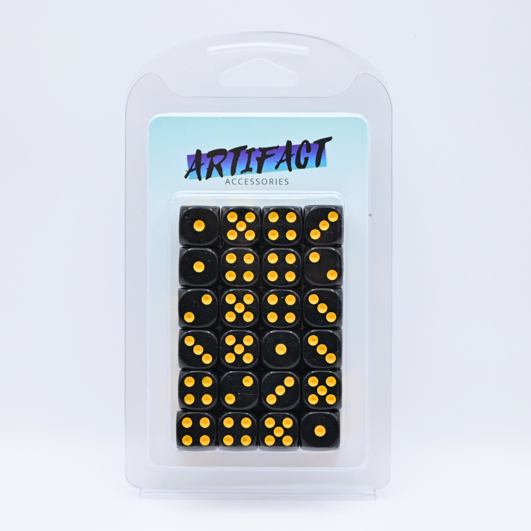 16mm Dice Black Series (Yellow pips)
