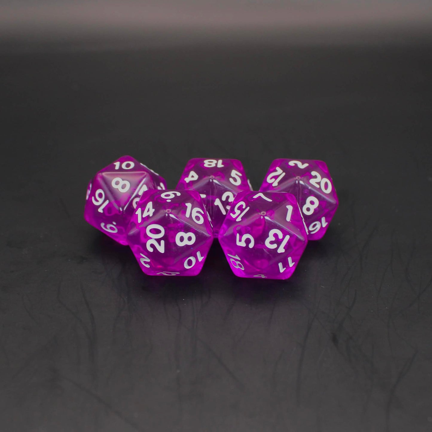D20s (5) Transparent Purple dice