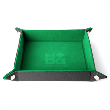 Fold Up Velvet Dice Tray w/ PU Leather Backing: Green