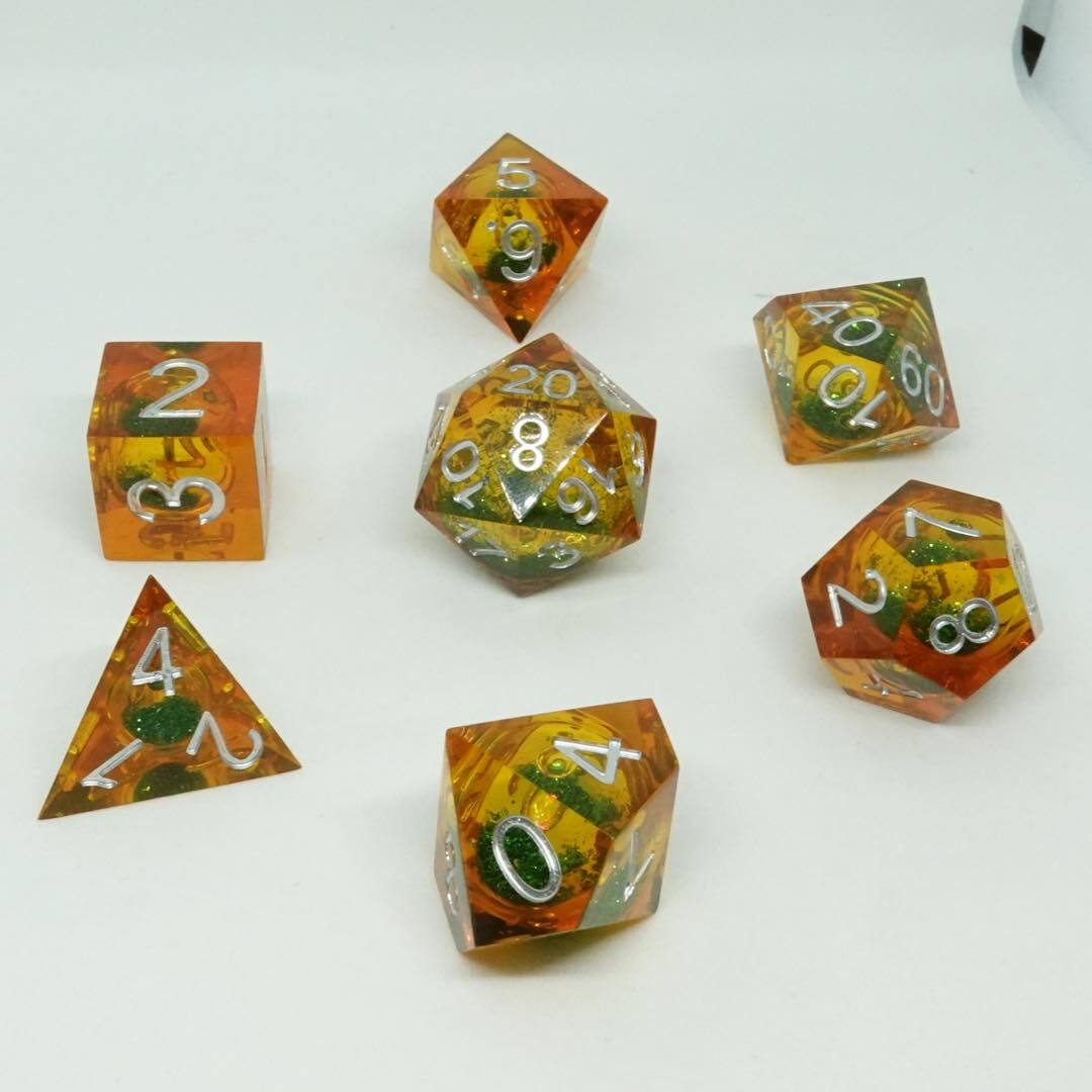 Molten Copper Liquid Core Dice Set