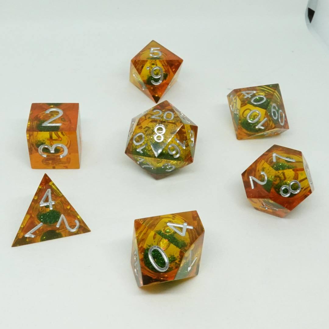 Molten Copper Liquid Core Dice Set 