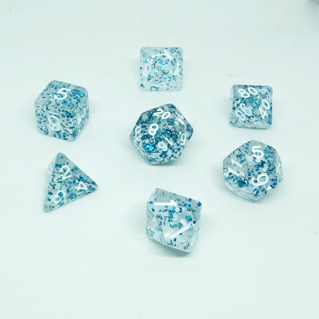 Aqua Sparkle Resin Dice Set