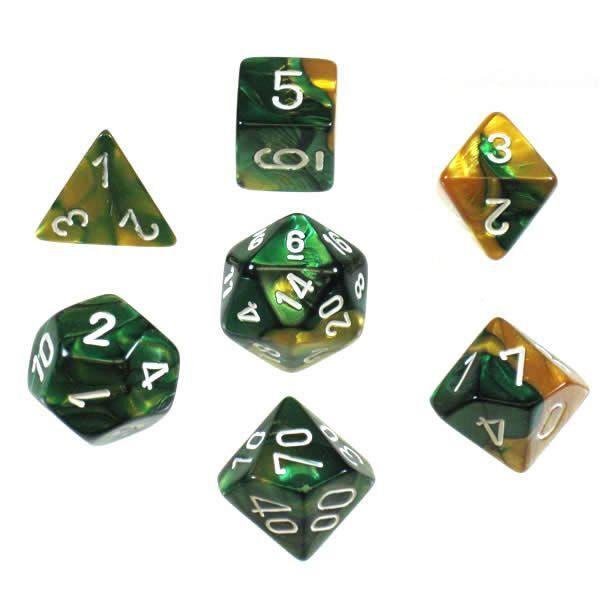 Gemini Gold-Green/White 7-Die Set