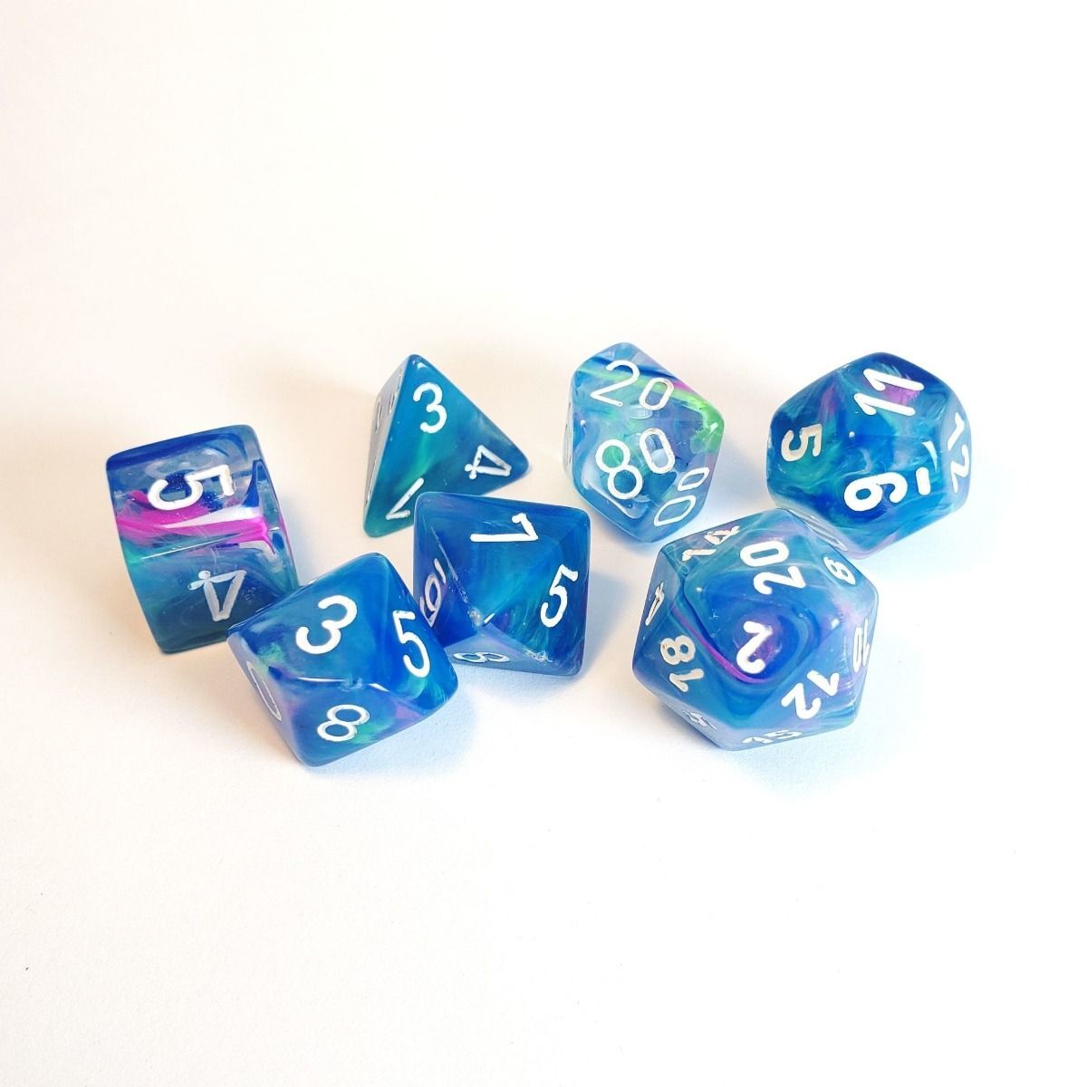 Festive Polyhedral Waterlily/White 7-Die Set