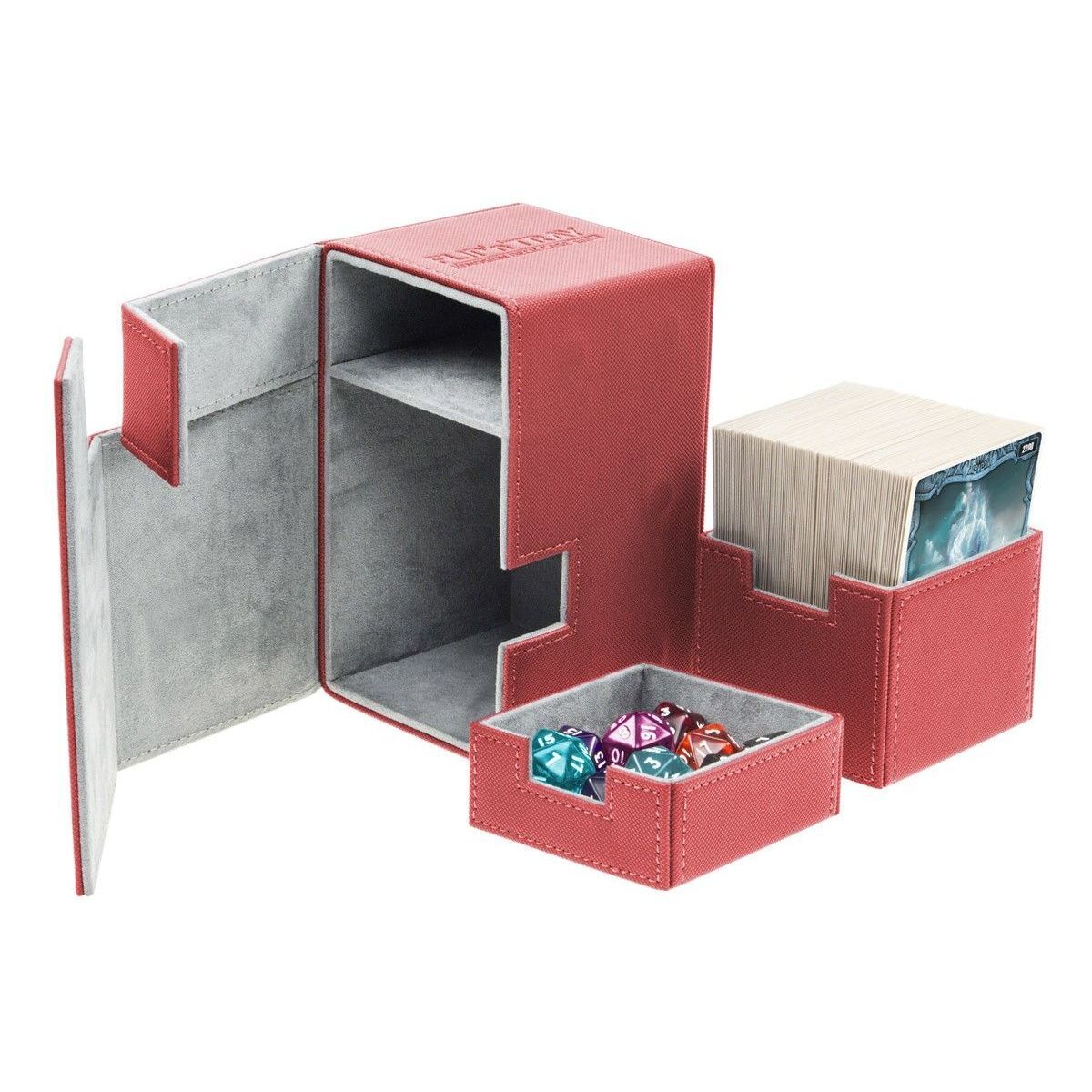 Ultimate Guard Flip n Tray Deck Case 100+ Standard Size XenoSkin Red Deck Box