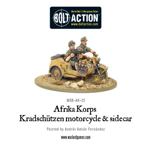 AK-23 German Afrika Korps Kradschutzen Motorcycle w/Sidecar