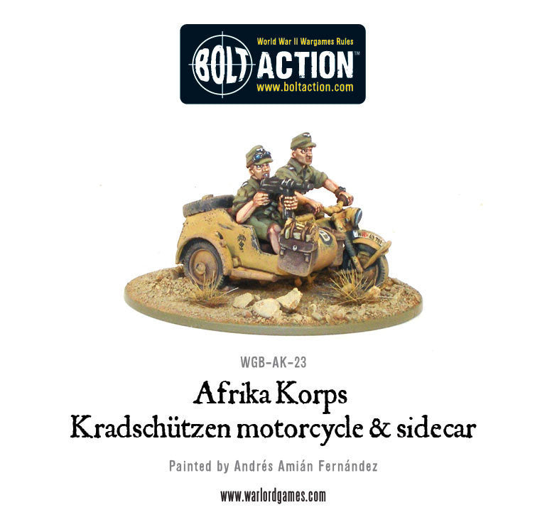 AK-23 German Afrika Korps Kradschutzen Motorcycle w/Sidecar