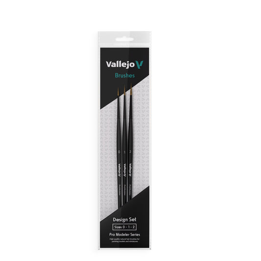 Vallejo Brushes - Pro Modeler - Design Set - Natural Hair (Sizes 0, 1 & 2)